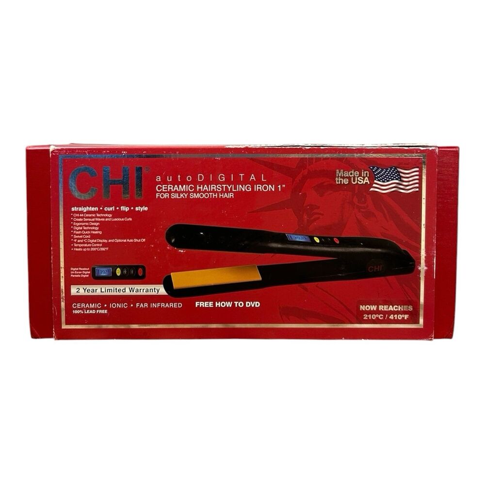 CHI AutoDIGITAL Ceramic Flat Iron 1 Inch Only 6 Hours Use GF1004USA  EUC